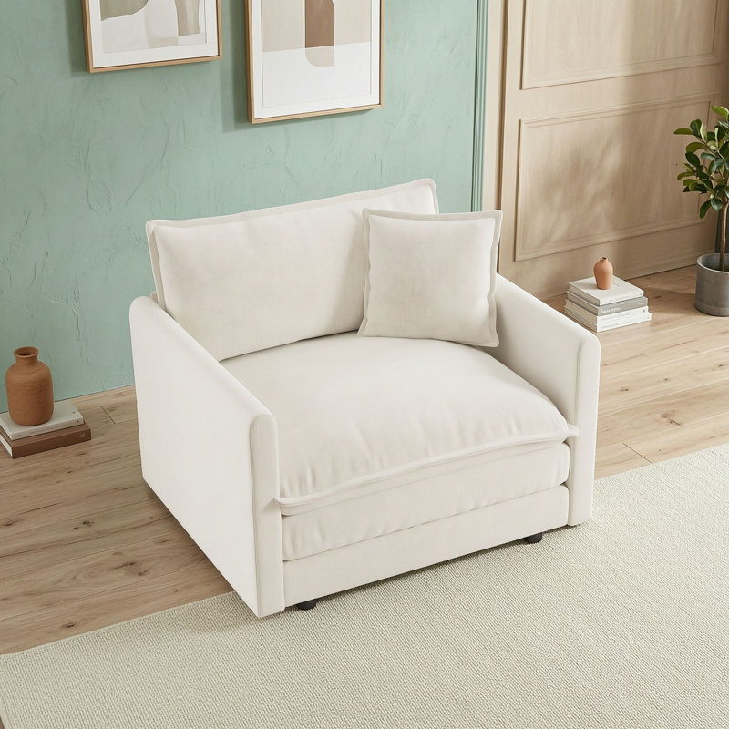 Upholstered Chenille Armchair, White