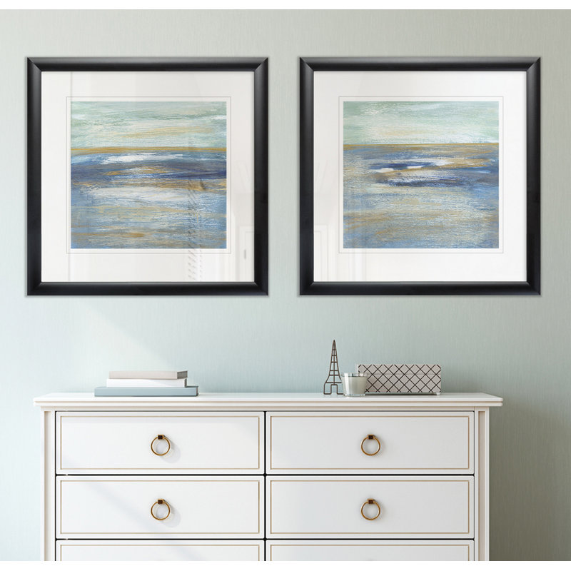 « tuscan shore i », ensemble de 2 reproductions encadrées, Cadre noir