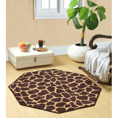 Tapis d'intérieur / extérieur brun à imprimé animal
