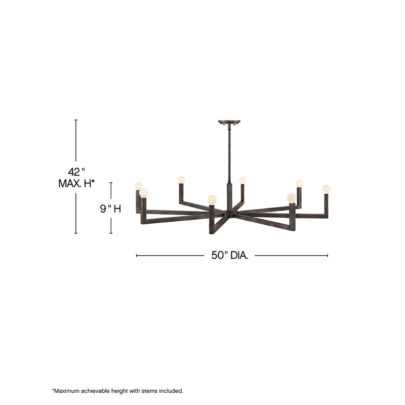 Ezra 8 - Light Steel Dimmable Chandelier, Black Oxide
