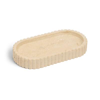 Plateau en travertin beige Khloé