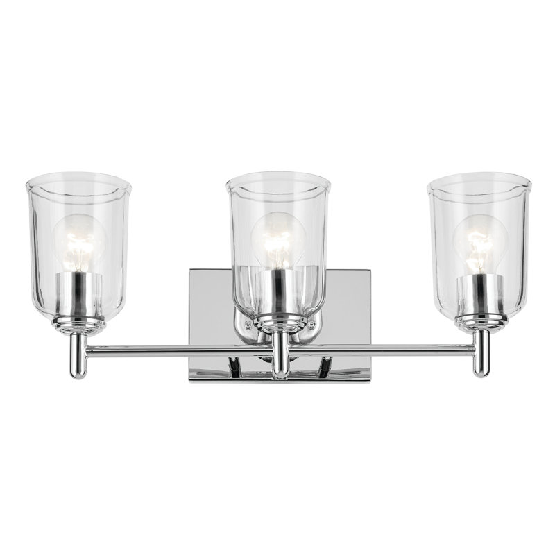 Éclairage pour salle de bain 3 lumières 21 po avec verre transparent 21 po, Chrome