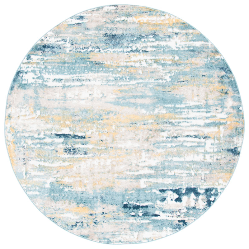 Agastya Teal/Gold Area Rug, Round 4'
