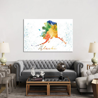 Alaska State Colourful - Wrapped Canvas Painting