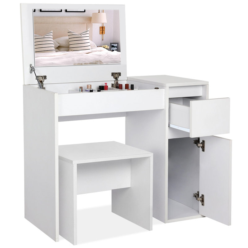 Nichol Dressing Table with Mirror, White