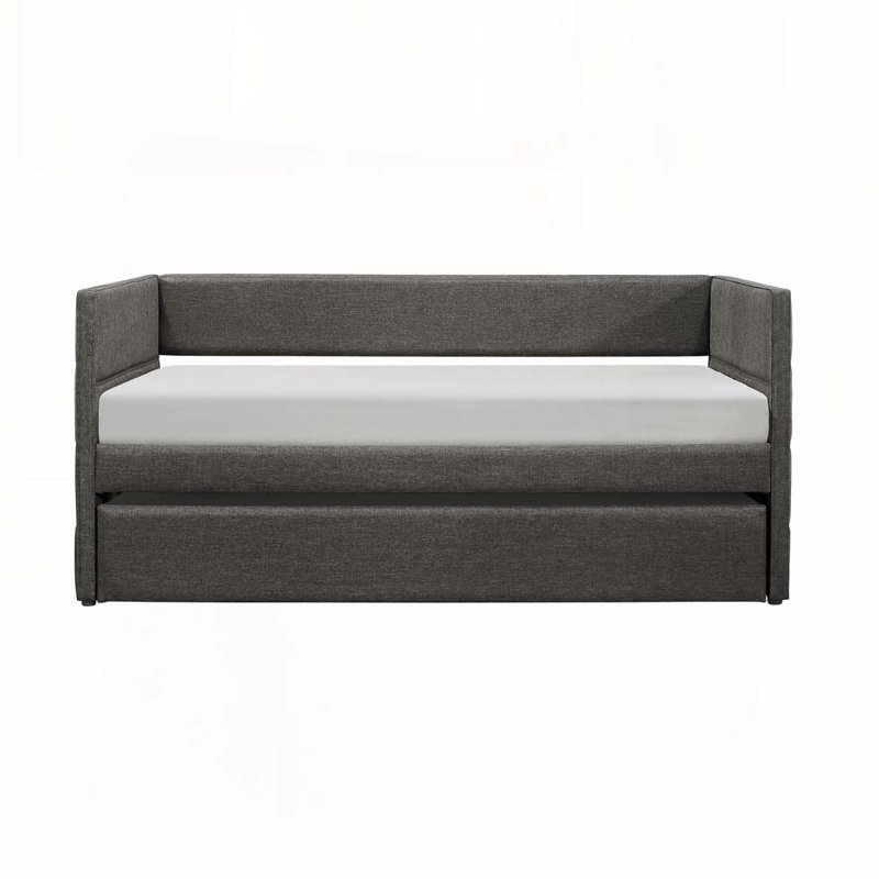 Lit de jour rembourré avec couchette, Gris foncé