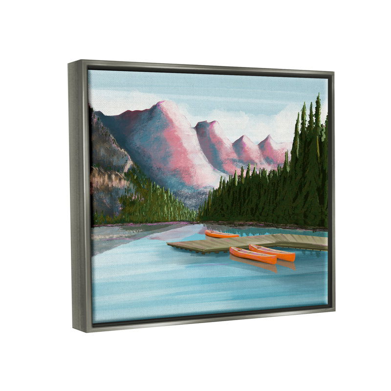 «Calming Lake Camp Nature Canoes Floater», art mural sur toile par cadre arctique, H 17 po x l 21 po x P 1,7 po