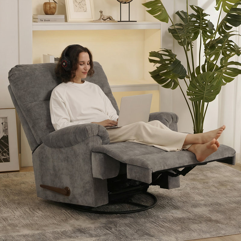 Marinke Upholstered Manual Swivel Standard Recliner (Set of 2), Gray
