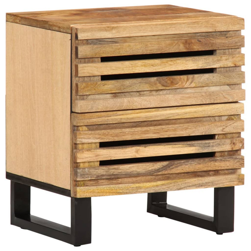 40cm W Steel Bedside Table, Natural