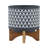 Ceramic 8" Aztec Planter On Wooden Stand, Gray-427131813-427131814