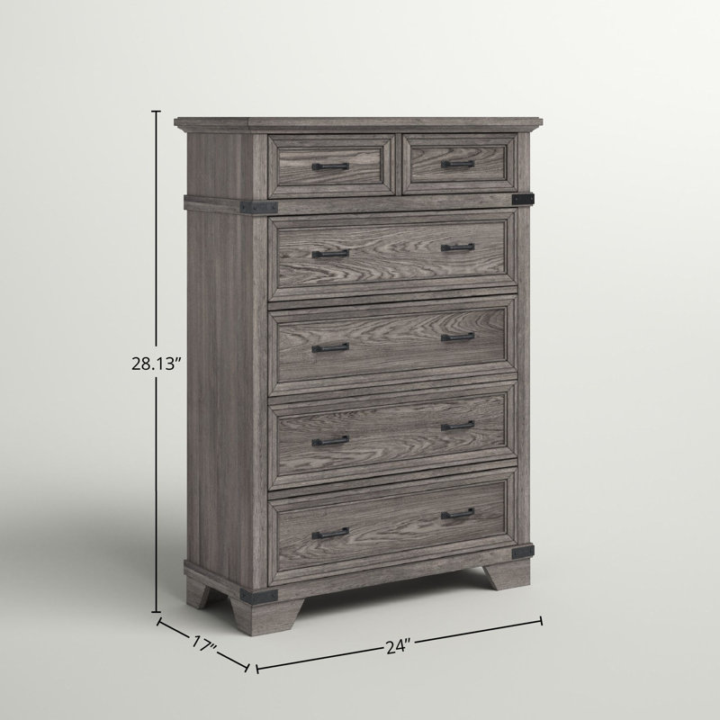 Lacroix 6-Drawer Standard Chest, Brushed Steel