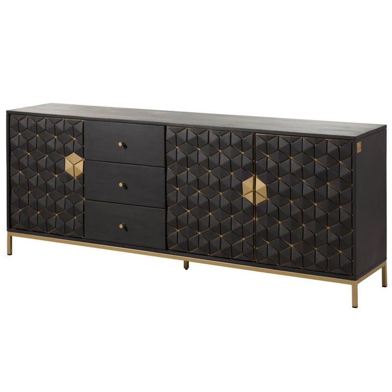 DIAMOND 194cm Solid Wood Sideboard, Grey/Brown/Blue