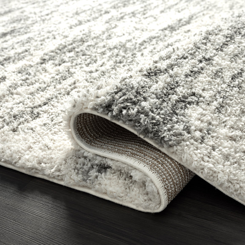 Tapis gris à poils longs Bruford, Rectangle 5 pi 3 po x 7 pi 6 po