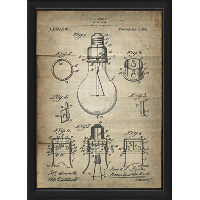 « fowler lamp brevet », impression encadrée