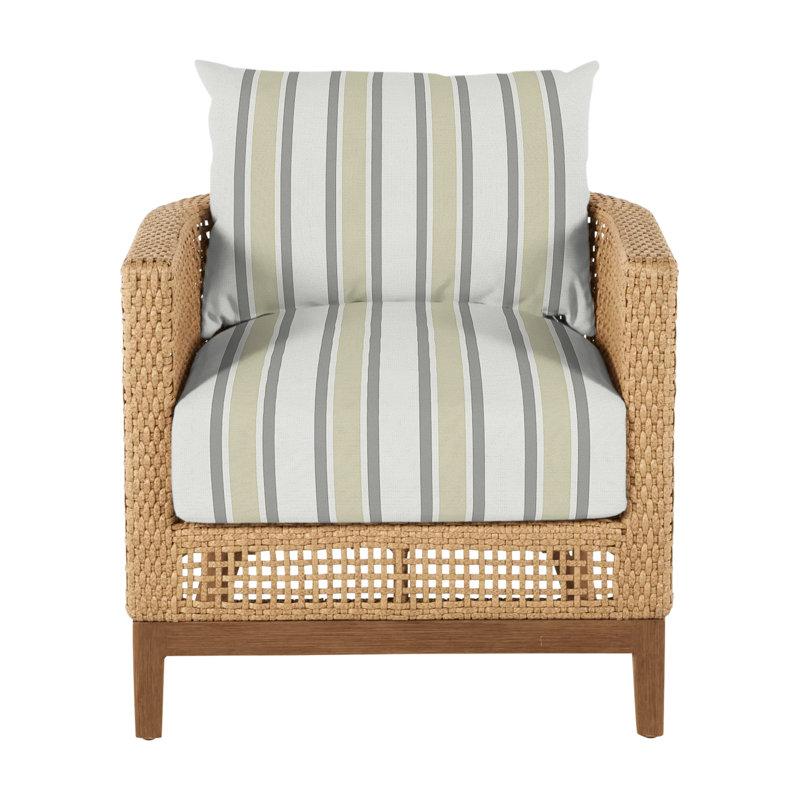 Peninsula Barrel Chair, Light Raffia/Natural Sandalwood, No welt + Standard fill, Tweed Toffee