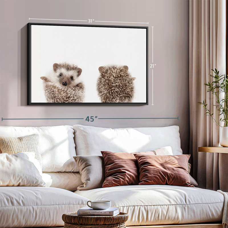 Reproduction sur toile d'un hérisson, H 21 po x l 31 po