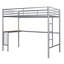 Lit mezzanine simple en métal avec bureau, échelle et garde-corps-347478062