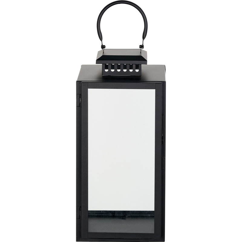 Metal Lantern, 39cm H x 18cm W x 39cm D, Black
