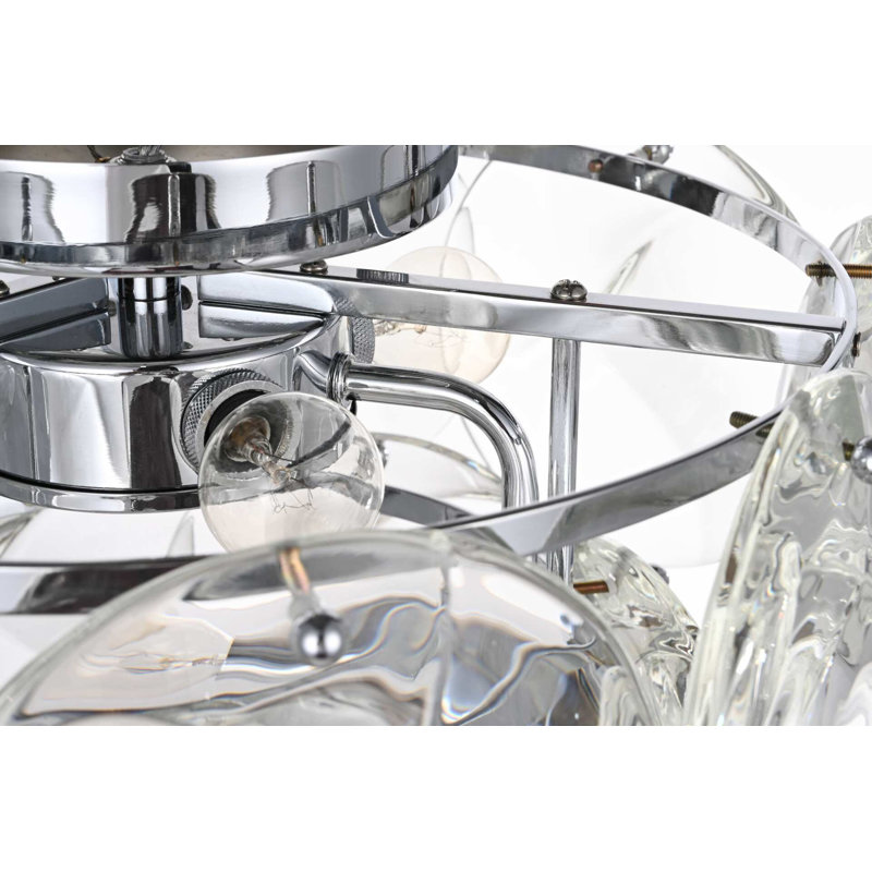 Plafonnier encastré en cristal 16 po Maplewood, 6 lumières, H 11 po x l 11 po x P 16 po, Chrome chrome