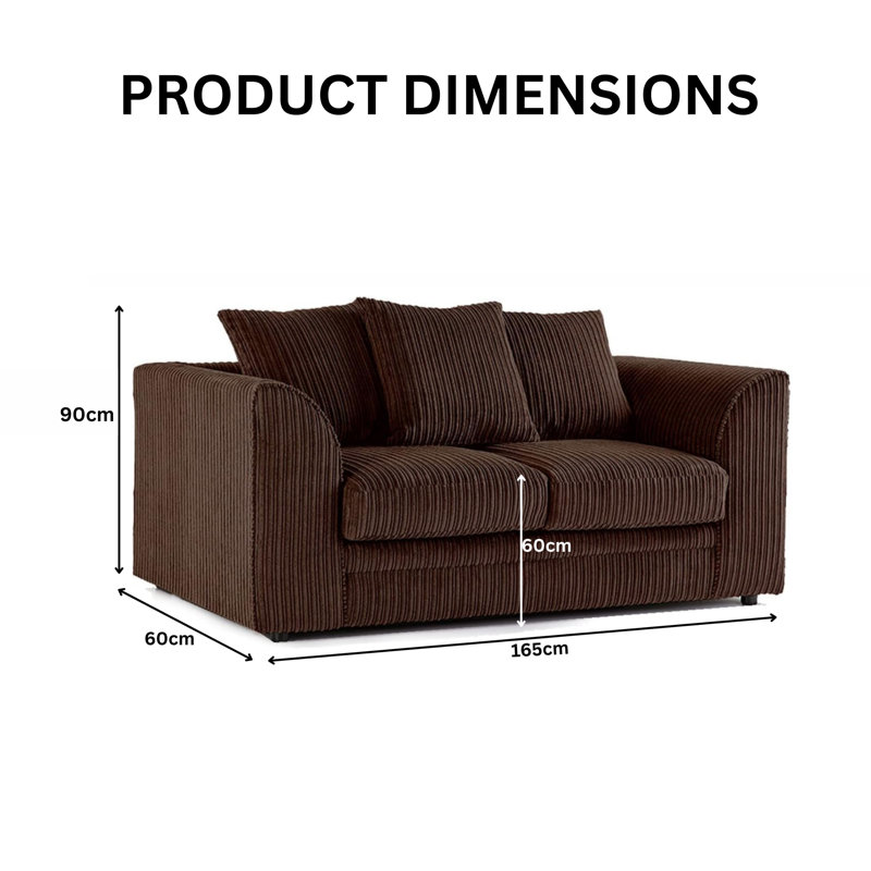 2 Seater Corduroy Sofa, Chocolate