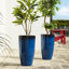 Ensemble de 2 pots à fleurs surdimensionnés en faux céramique vert-123175658-123175663