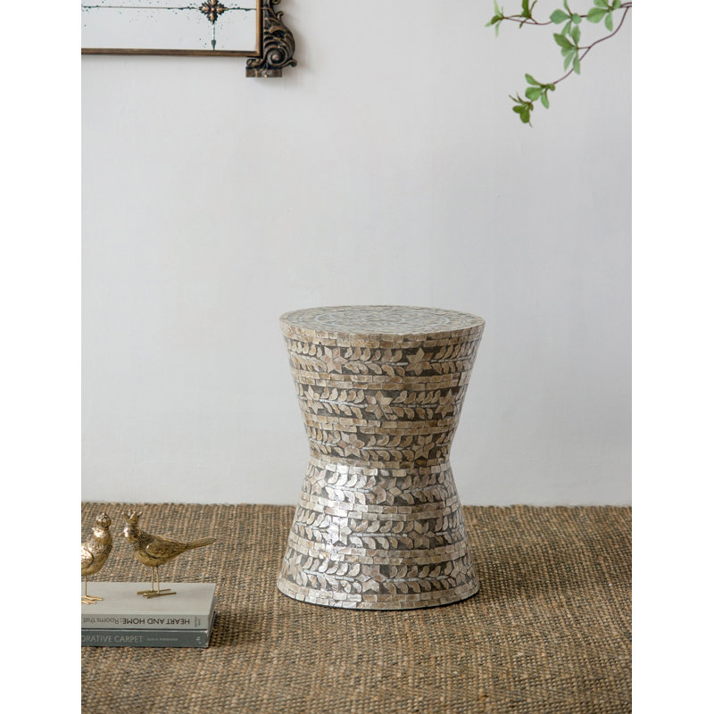 Tapered Capiz Stool with Star Pattern