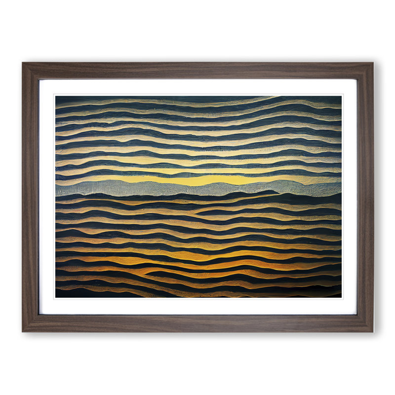 Abstract Ocean Ripples - Framed Print, 25cm H x 34cm W x 2cm D, Walnut