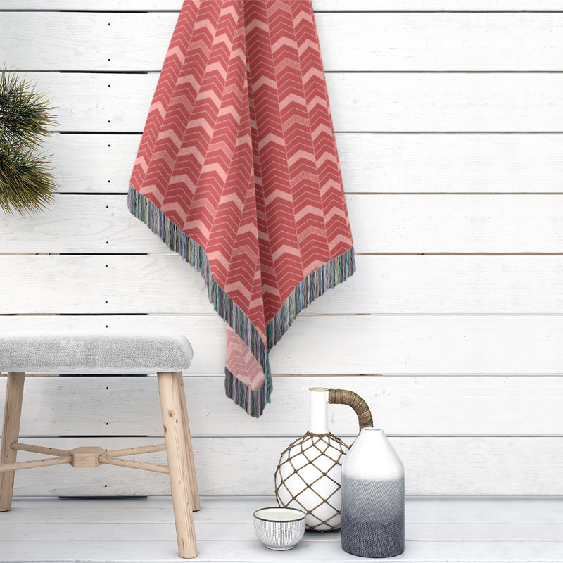 Couverture en coton tissé Rhonda, l 37 po x L 52 po, Cerisier