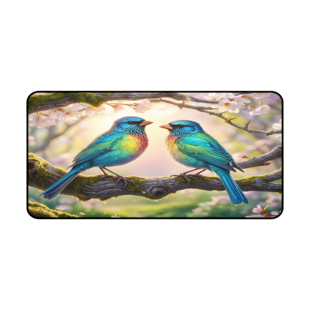 Colorful Spring Birds Desk Mat