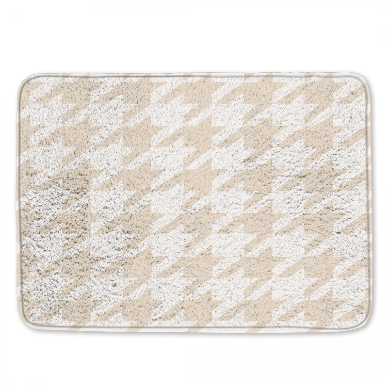 Tapis de bain beige à motif pied-de-poule, 34in W x 21in L