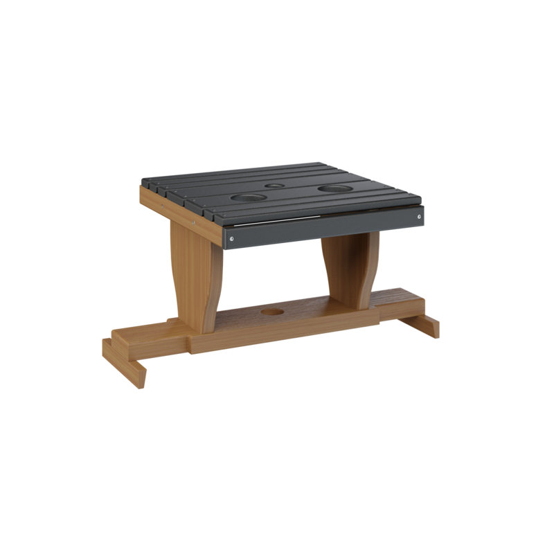 Outdoor Rectangle Side Table, Natural Teak, Black