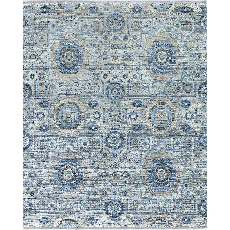 Hand Knotted Silk and Wool Indoor Rug, Rectangle 5' x 8'