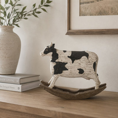 Sculpture de vache blanche en polystone