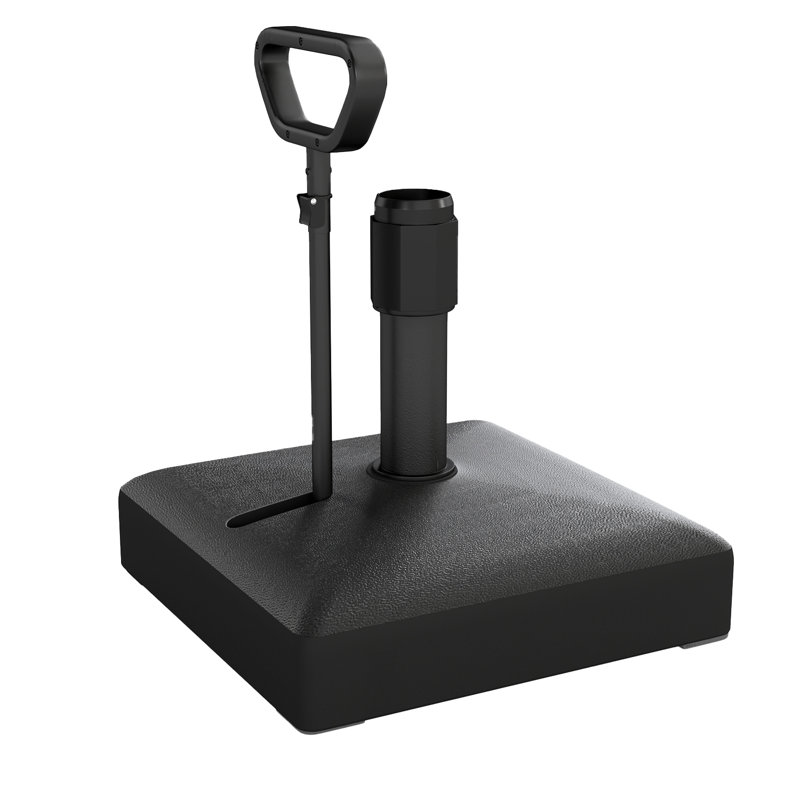 Porte-parapluies 23,6 po en plastique noir - remplissable, capacité de 130 lb, avec poignée et roulettes pour l'extérieur