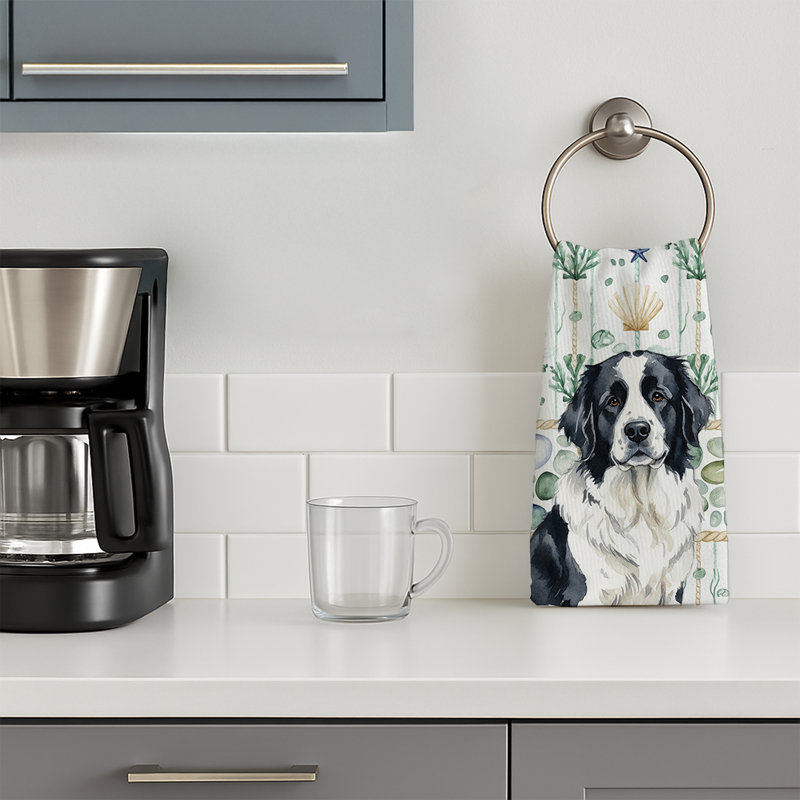 Landseer Newfoundland Coastal Sea Glass Kitchen Towel, Landseer Newfoundland