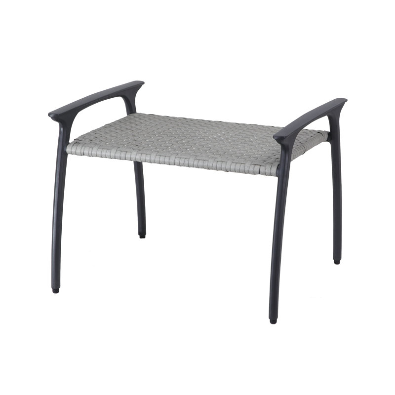 Amari Woven Ottoman, Carbon, Mist Wicker
