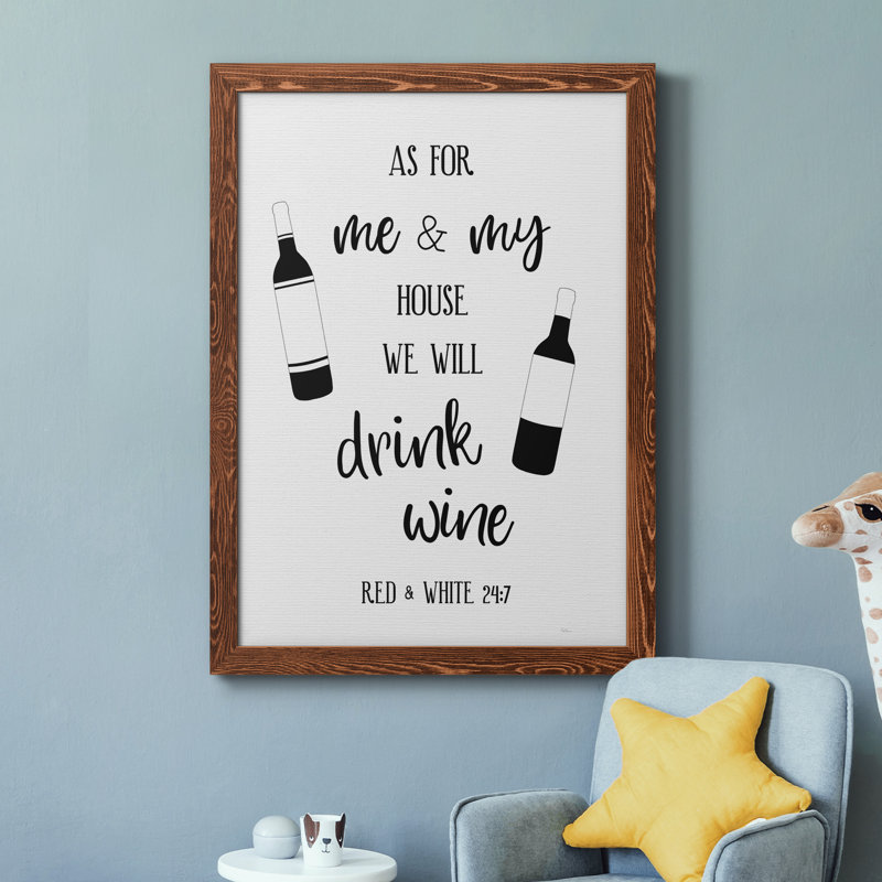 «Drink Wine», art textuel sur toile, H 44 po x l 31 po x P 1 po, Érable