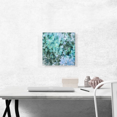 Bleu sarcelle bleu vert pétales modernes - reproduction d'art sur toile tendue