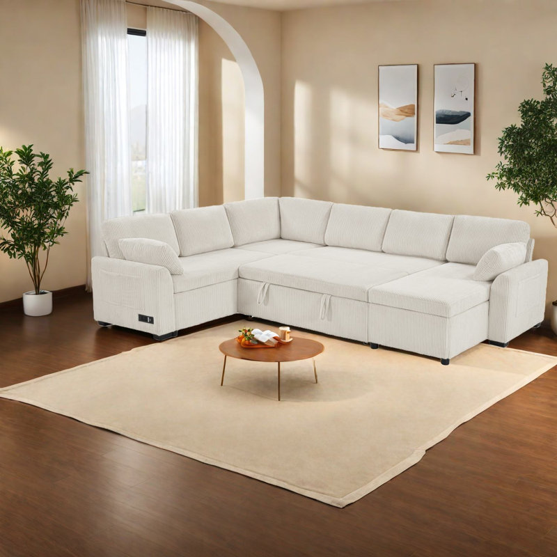 Convertible Sectionals With Storage, Corduroy Modern U Shape For Home