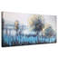 Peinture sur toile en forme d'arbre, peinture de paysage bleu sarcelle, peinture texturée forêt bleue, œuvre d'art naturelle moderne panoramique abstraite, encadré de grande taille, décoration murale