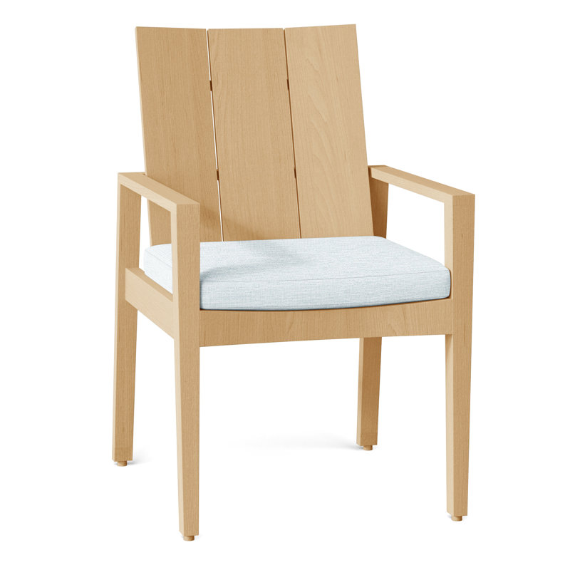 Chaise avec accoudoirs d'extérieur en teck Ashland, Pas de soudure, Papier ciel, Teck naturel