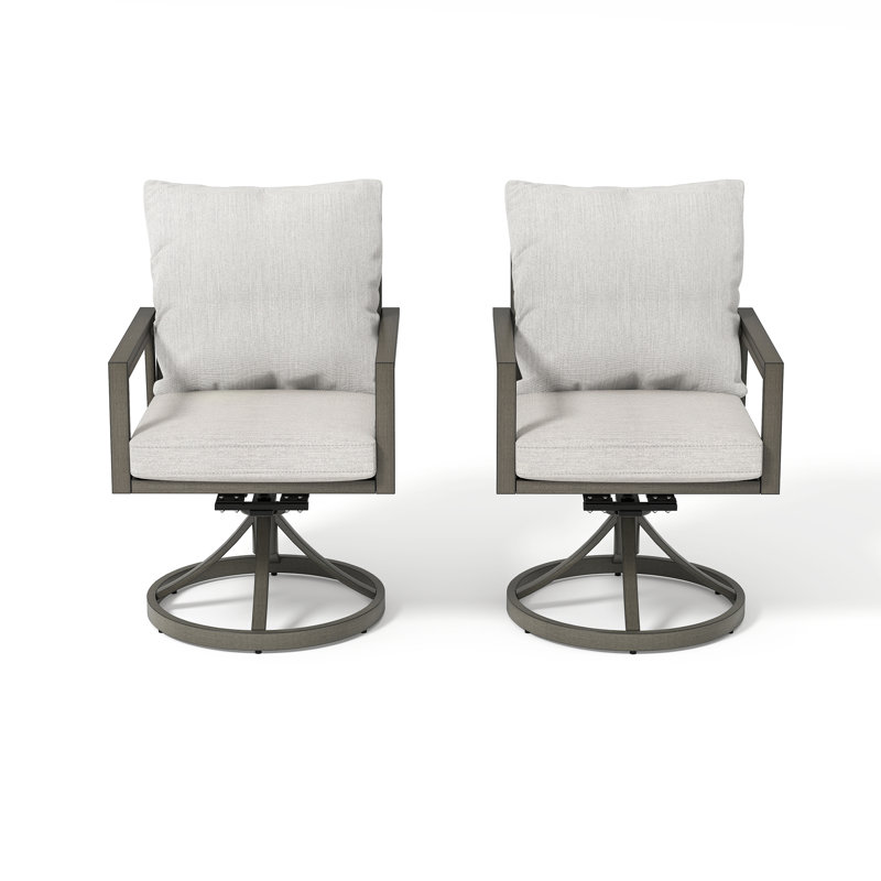 Chaises de patio en aluminium 2 pièces avec coussins gris clair Merrill