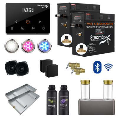 Black Series 15KW Steam Bath Generator With Wireless Remote, BLUETOOTH, WIFI, And Dual Aroma Pump In Matte Black