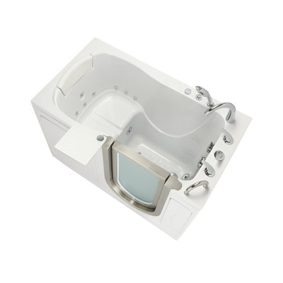 Ella Petite 28"x52" Acrylic Hydro Massage Walk-In Bathtub with Right Inward Swing Door, Heated Seat, 5 Piece Fast Fill Faucet, 2" Dual Drain