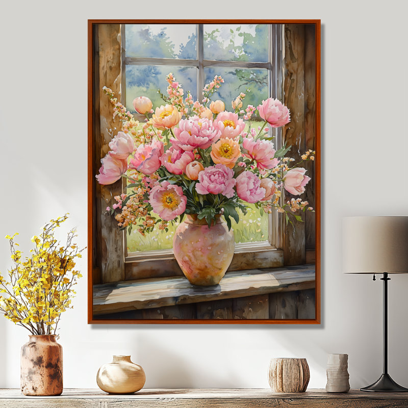 Kirby - salon d'art mural floral, Brun, H 32 po x l 24 po, Impression encadrée flottante