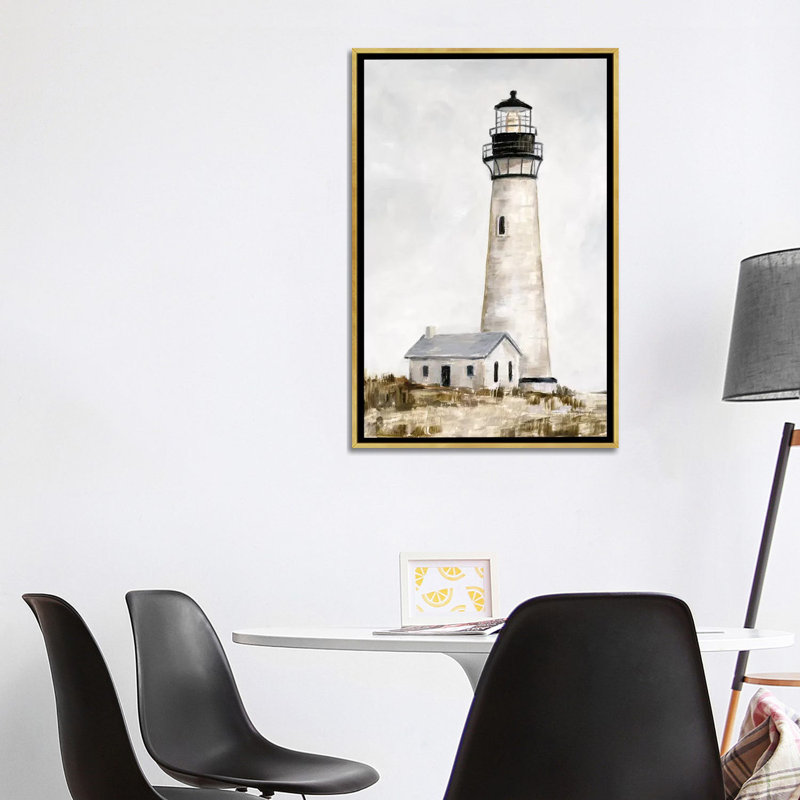 «Rustic Lighthouse II» par Ethan Harper - reproduction d'art, H 40 po x l 26 po x P 1,5 po, Toile encadrée d'or, Pas de tapis