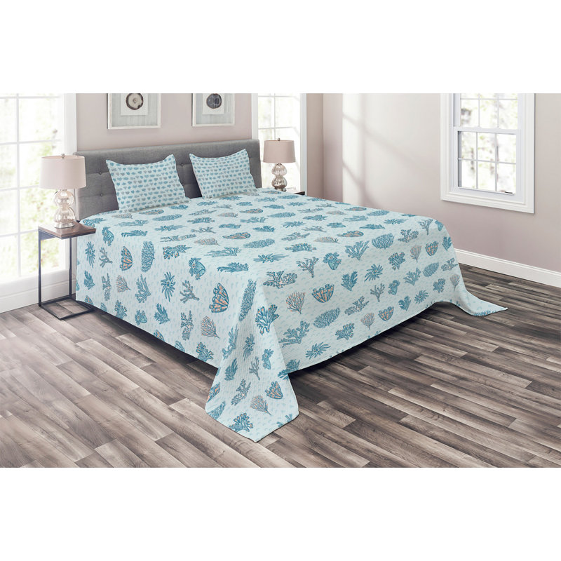 Coastal Polyester Coverlet, King Bedspread + 2 Shams