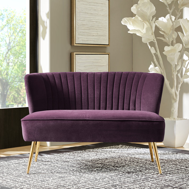 Euclid 47" Velvet 2-Seat Armless Loveseat, Purple