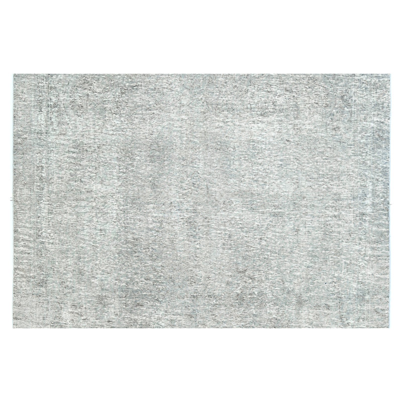 Tapis gris noué à la main de haute qualité, Rectangle 6 pi x 9 pi