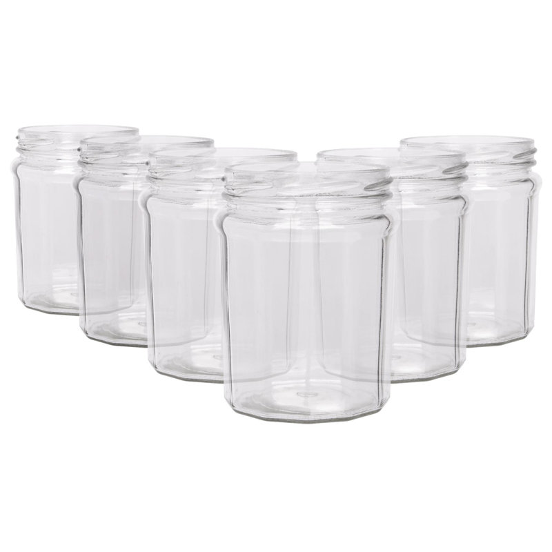 Argon Tableware Glass Jam Jars with Lids, 380ml, Black